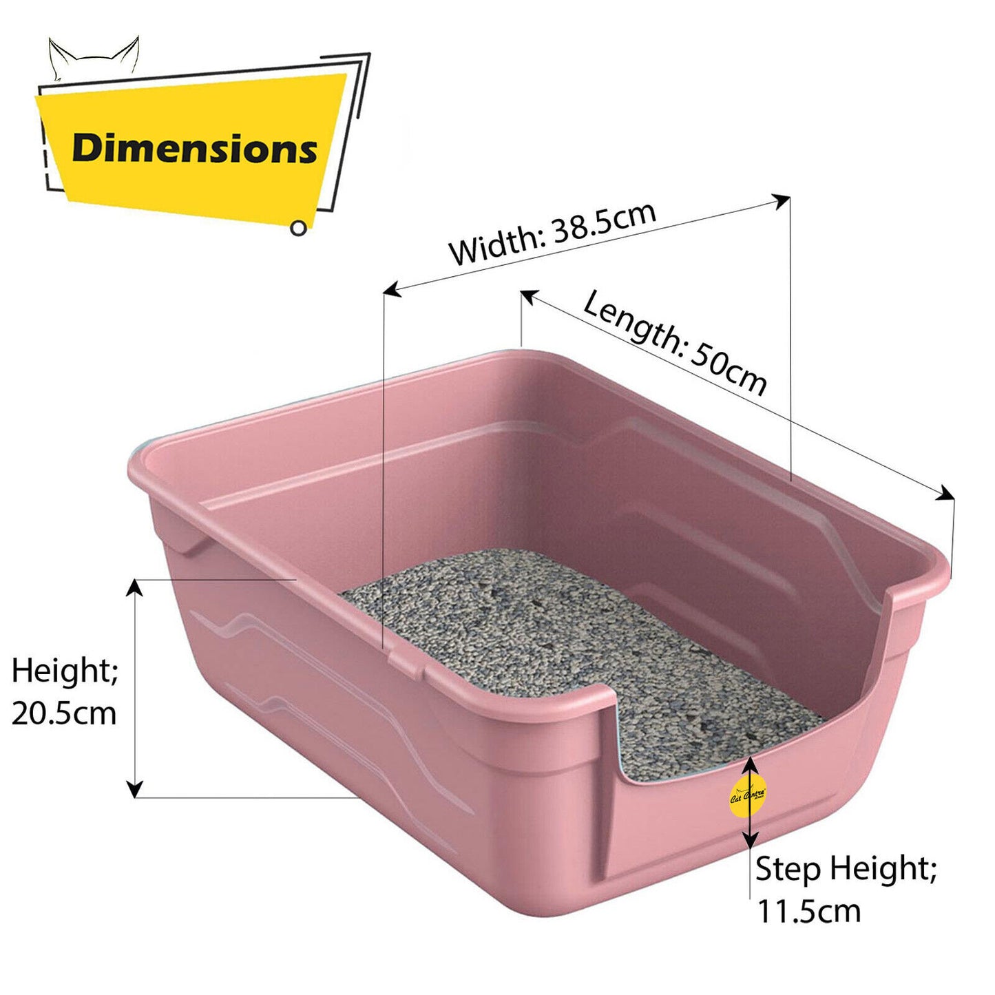 Dimensions Pink Large Cat Kitten Litter Tray Box High Sided UK Deep Toilet Loo Luxury Catcentre®