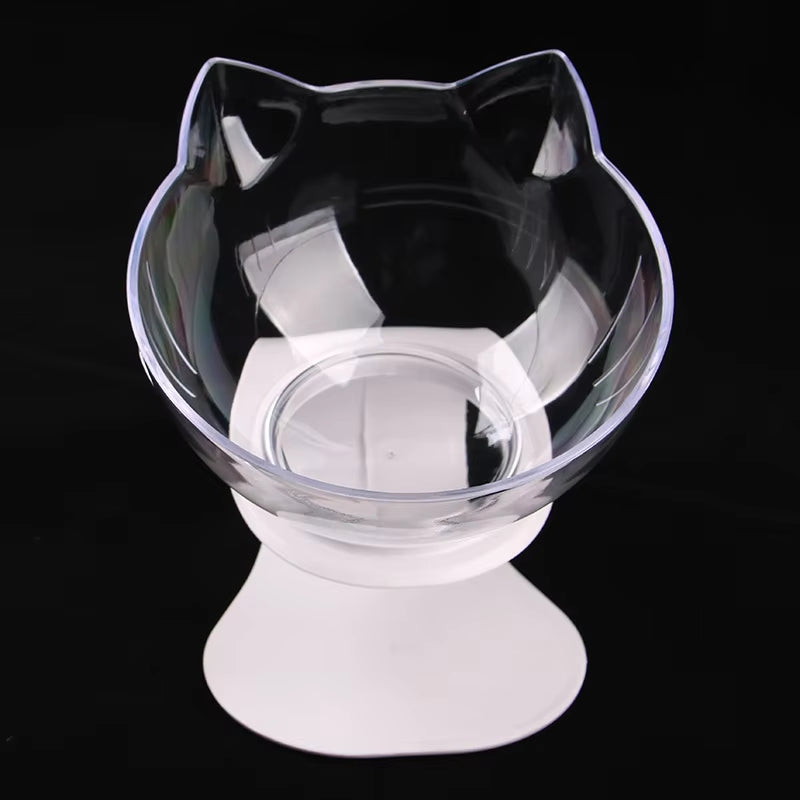 Clear Single Cat Bowl Pet Water Food Pet Bowl Inclination Stand Cats Feeder Feeding Bowl Kitten