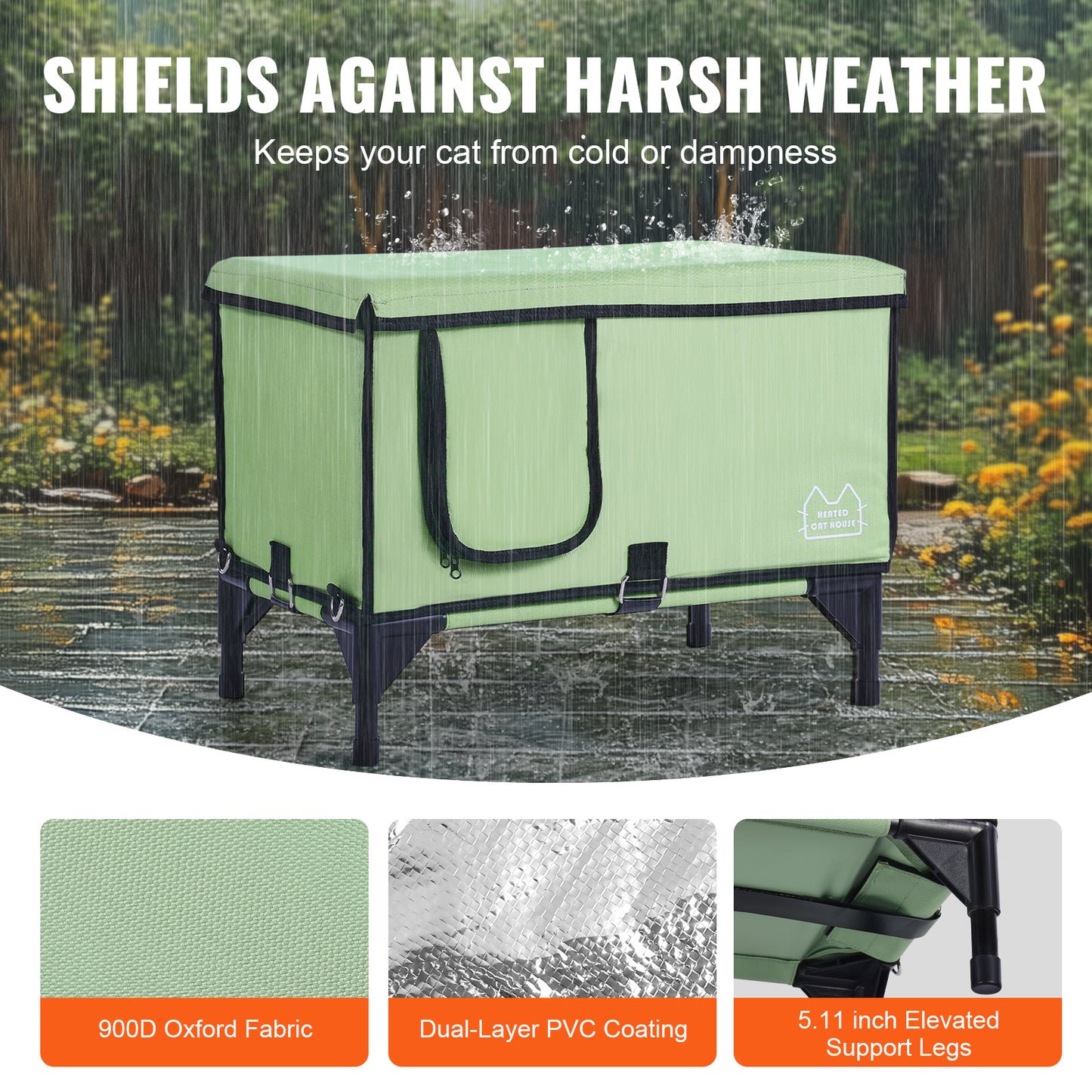 Protection From Bad Weather 9000 Oxford Fabric Shields Elevated Support Legs Dual Layer PVC Coating.