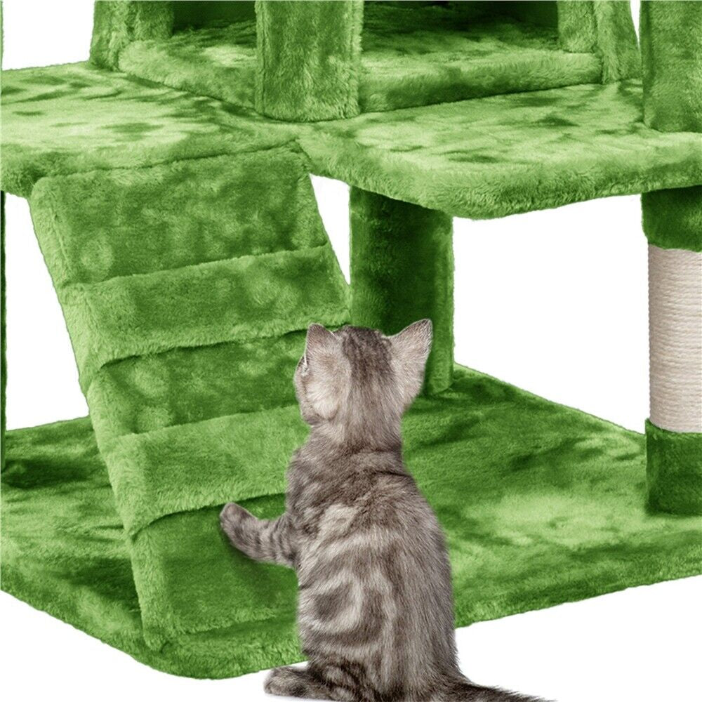 Green Cat Tree Cat Tower Cat Condo with Scratching Posts & Ladder for Cats Kittens