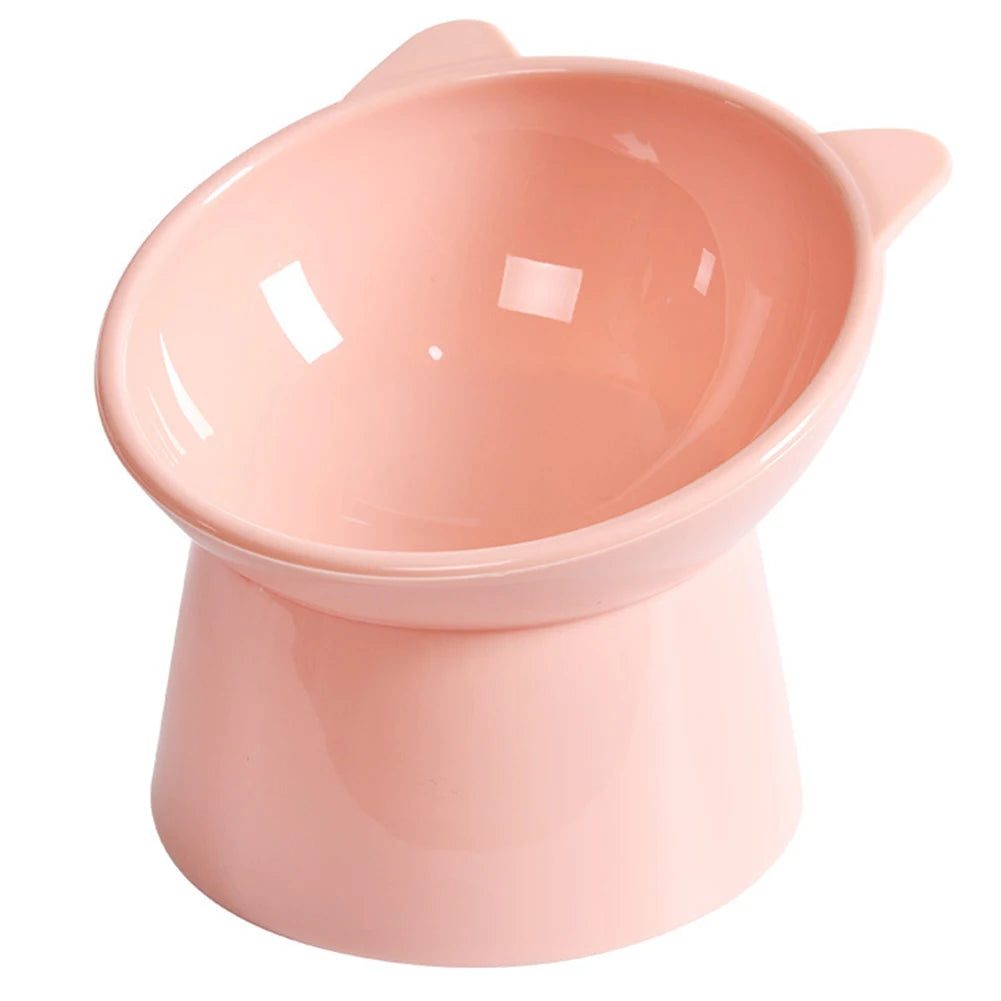 Pink Cat Food Bowl Tilted Design Elevated Ergonomic Whisker Friendly Non Slip