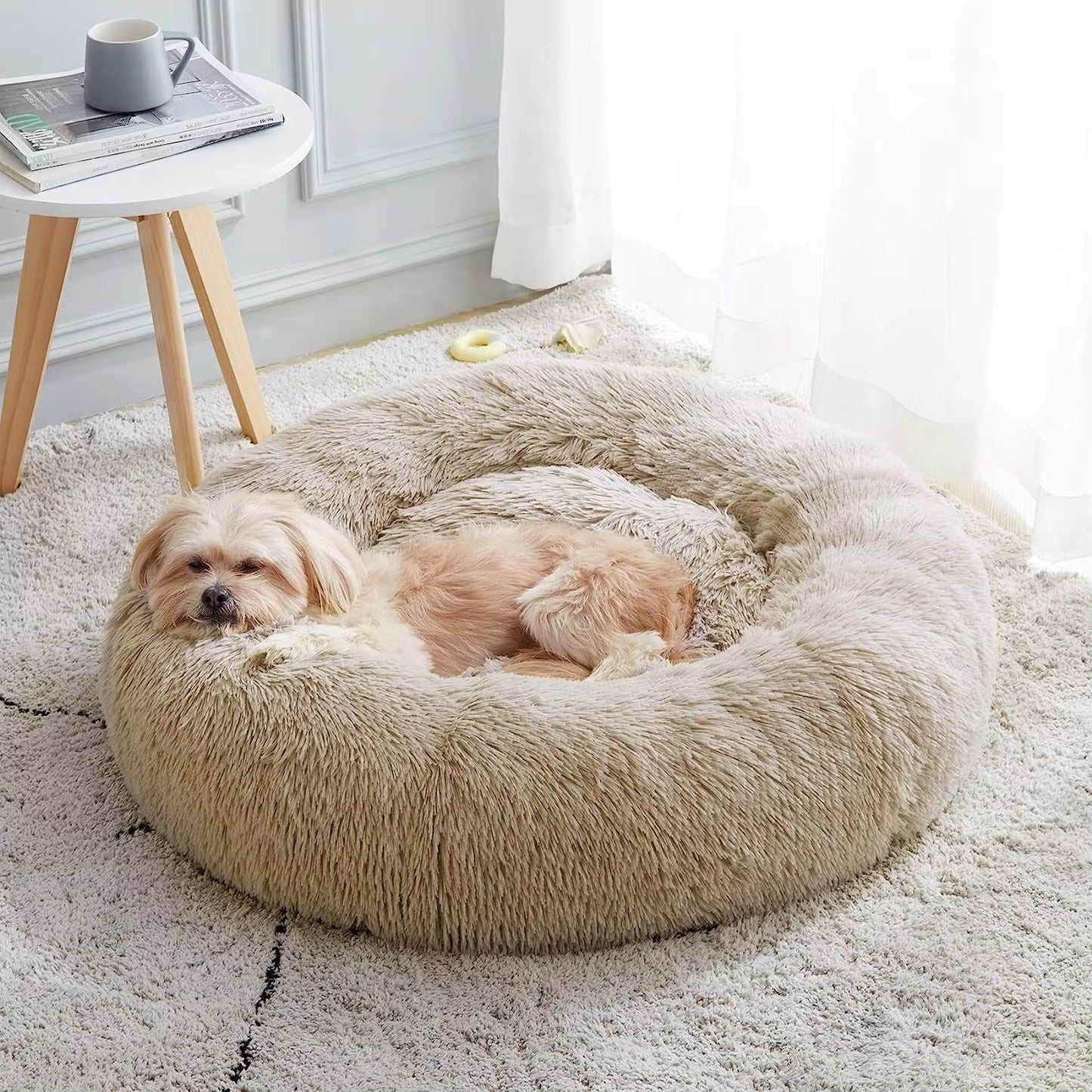 Brown Super Warm Cat Bed Sleeping Nest Soft Long Plush Bed for Dogs Basket Cushion Cat Mat Sleeping