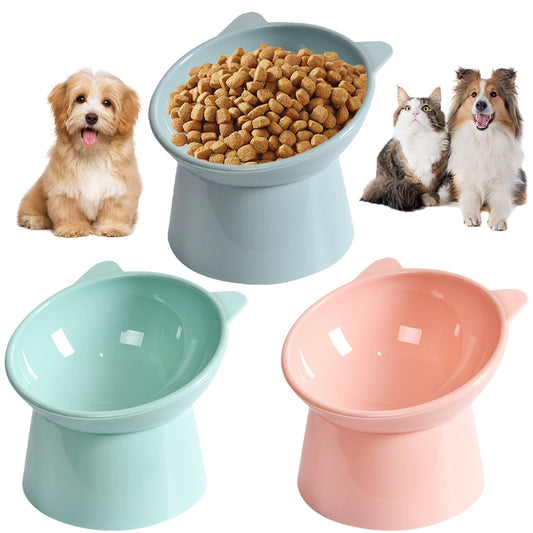 3pcs Grey, Pink & Blue Cat Food Bowl Tilted Design Elevated Ergonomic Whisker Friendly Non Slip