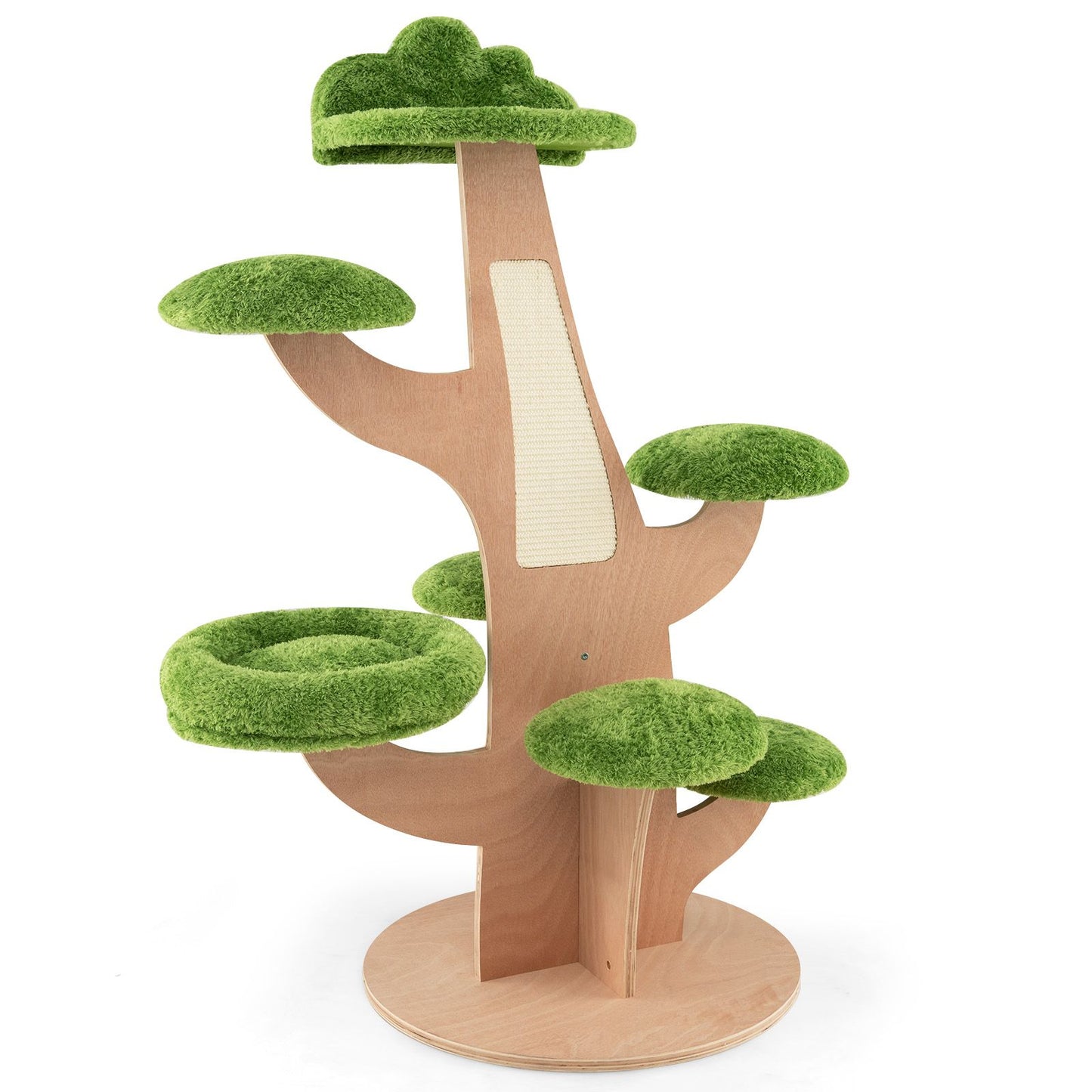 128 Cm Pine Shape Cat Tree Cute Multi-Level Cat Tower with Sisal Scratching Board