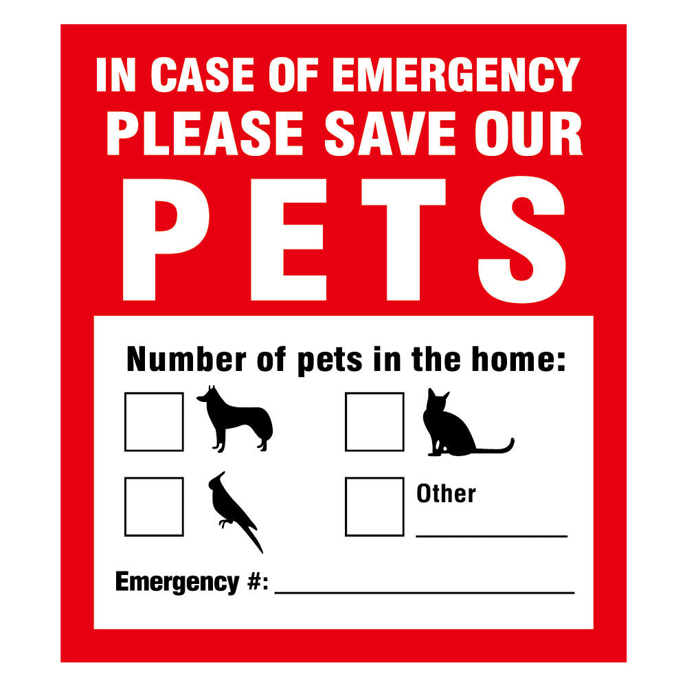 Red Pet Safety Alert Fire Rescue Stickers