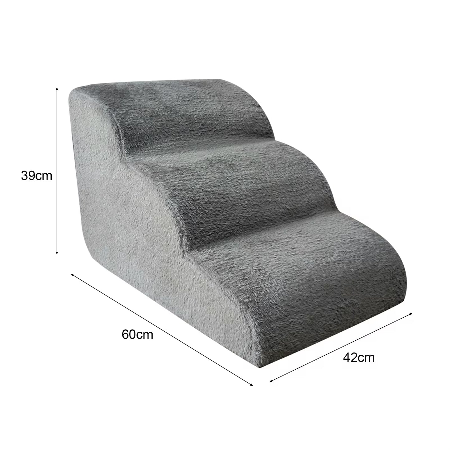 Dimensions of the Grey Pet Stairs, Non-Slip, Portable & Washable for Injured or Elderly Pets