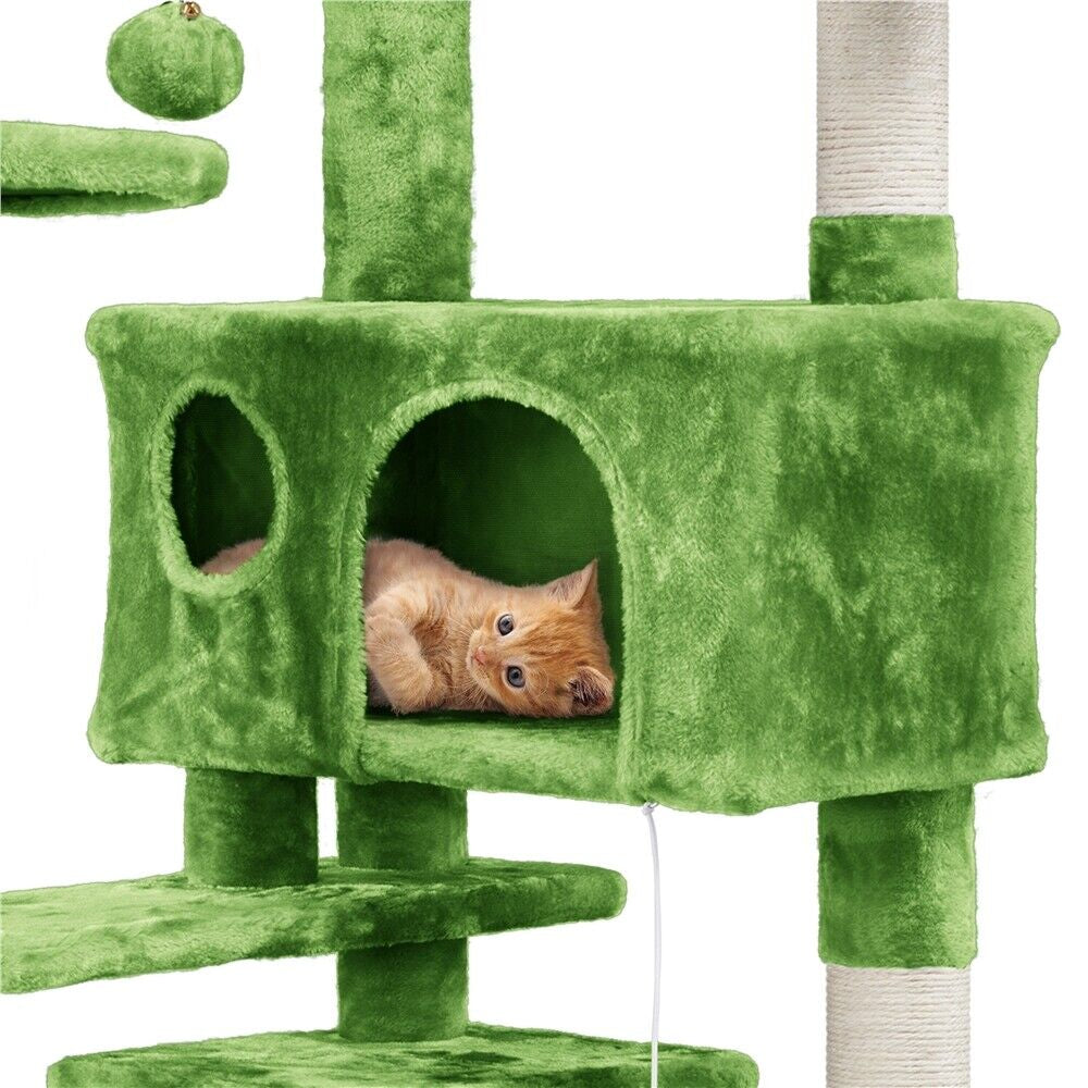 Green Cat Tree Cat Tower Cat Condo with Scratching Posts & Ladder for Cats Kittens