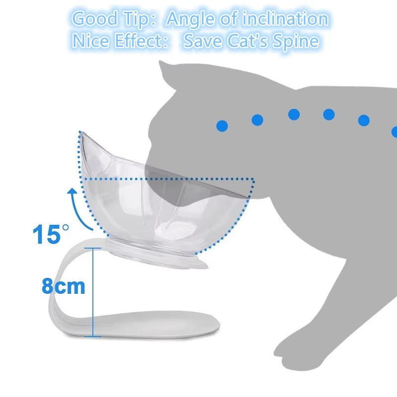 Non-Slip Double Cat Bowl Inclination 15 degrees for Spinal Comfort