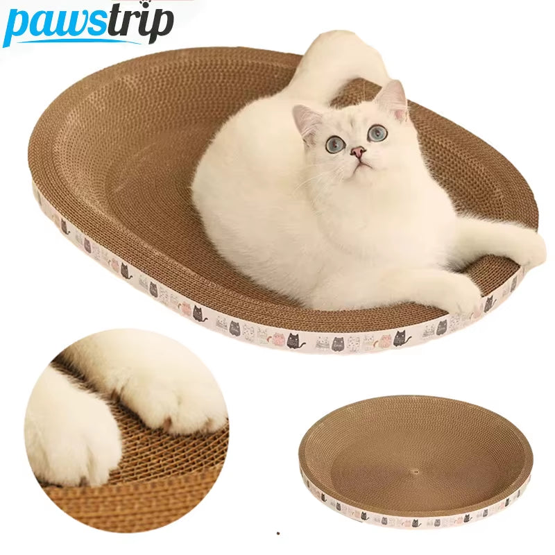 Round & Oval Shaped Corrugated Cat Scratcher, Wear-Resistant Cat Bed