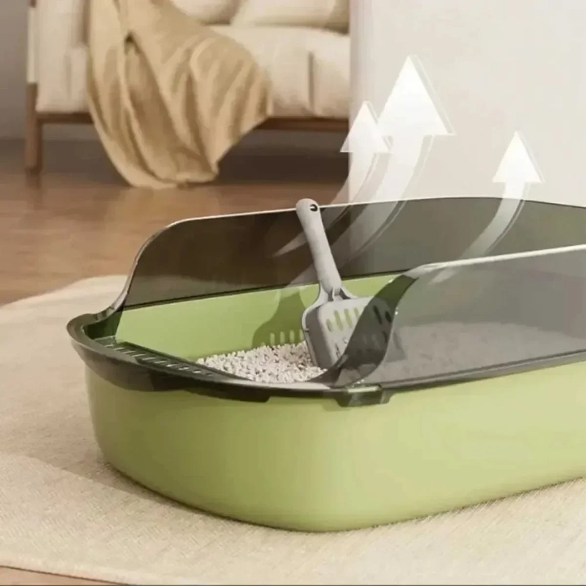 Open Cat Litter Box Thickening Kitty Sandbox Semi-Enclosed High Side Splashproof Pet Bedpans with Litter Scoop Cat Supplies