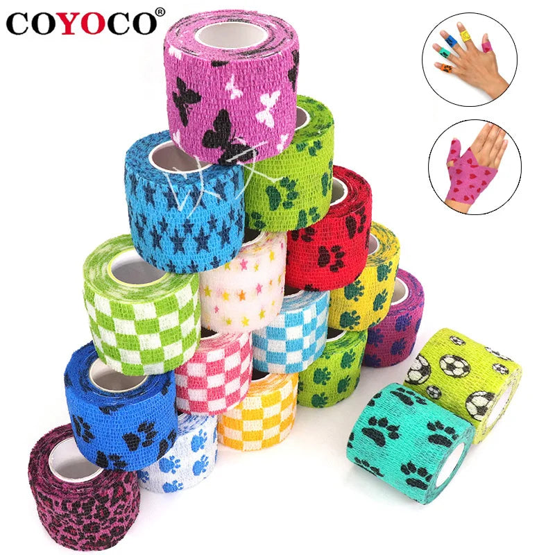 Multiple Designs Self-Adhesive Elastic Bandage 4.8M Colourful Wrap Tape for Pet First Aid Kit