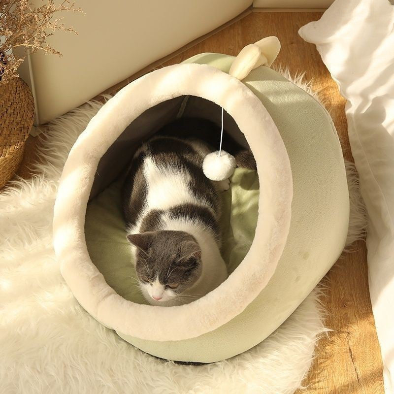 Little Green Dragon Cat Igloo - Green Cosy Indoor Cat Bed