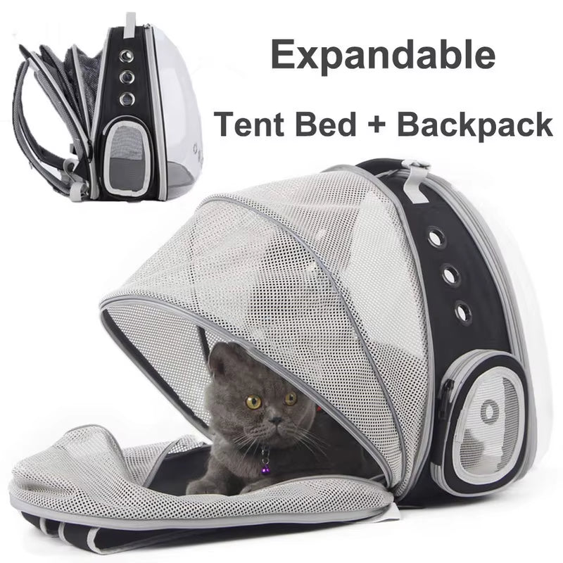 Expandable Tent Bed & Backpack Portable Cat Carrier Capsule Backpack Foldable Bubble Pet Supplies
