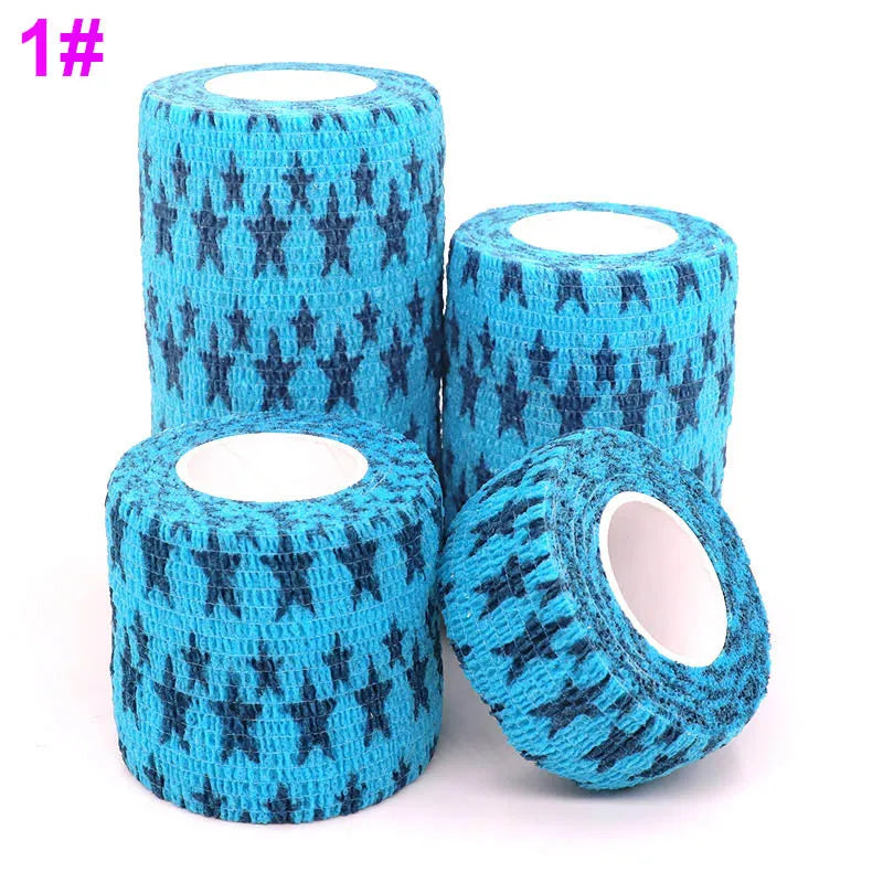 Blue Star Printed Self-Adhesive Elastic Bandage 4.8M Colourful Wrap Tape for Pet First Aid Kit