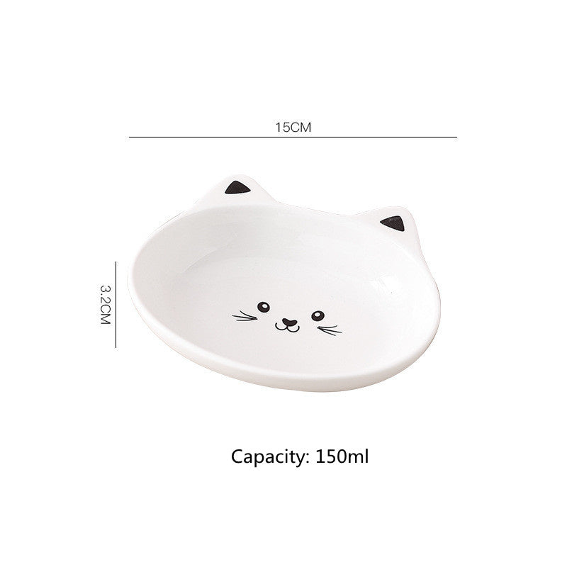 Black feeding bowl - Cute Cat Face Shaped Ceramic Cat Food Bowls