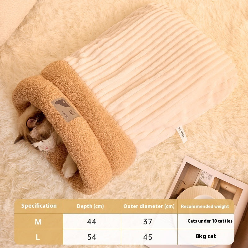 White Warm & Comfortable Cat Sleeping Bag Cat Bed