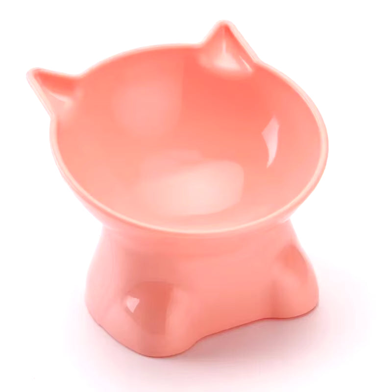 Pink Cat Bowl with High Feet and Neck Protecting Design