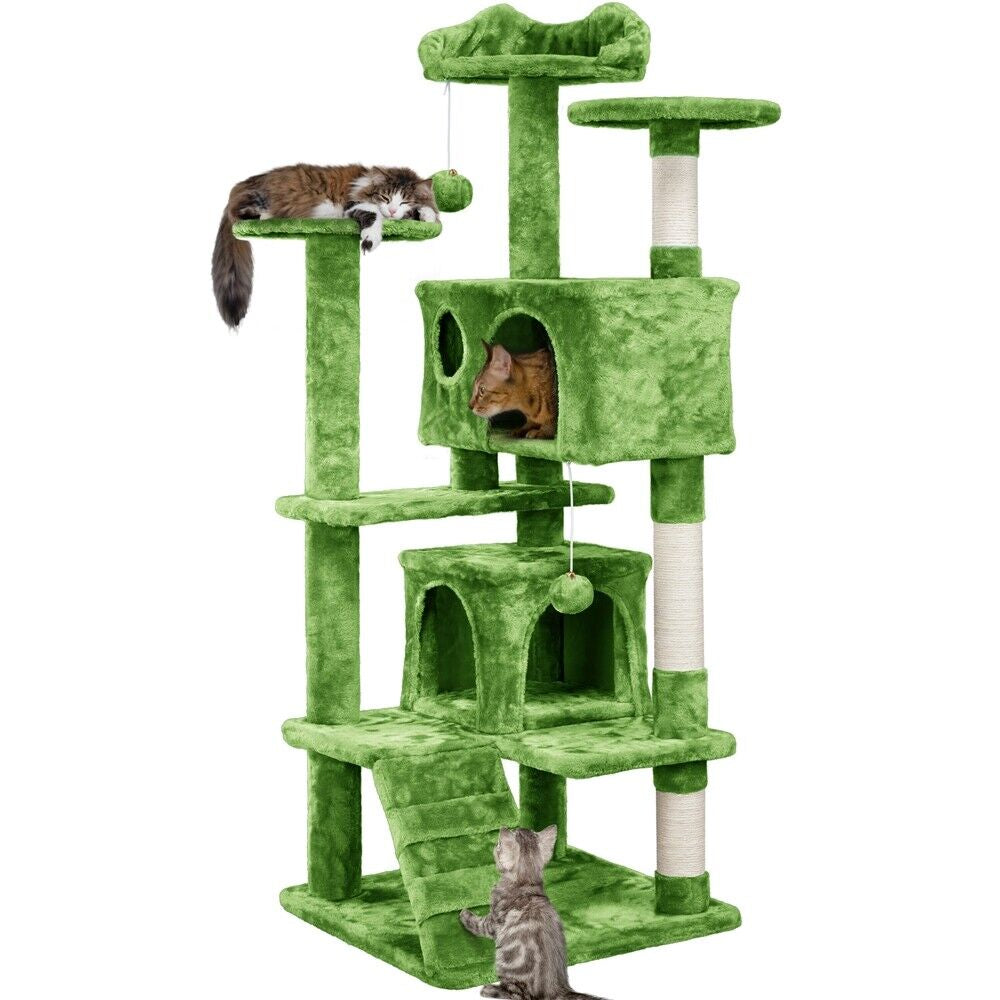 Green Cat Tree Cat Tower Cat Condo with Scratching Posts & Ladder for Cats Kittens