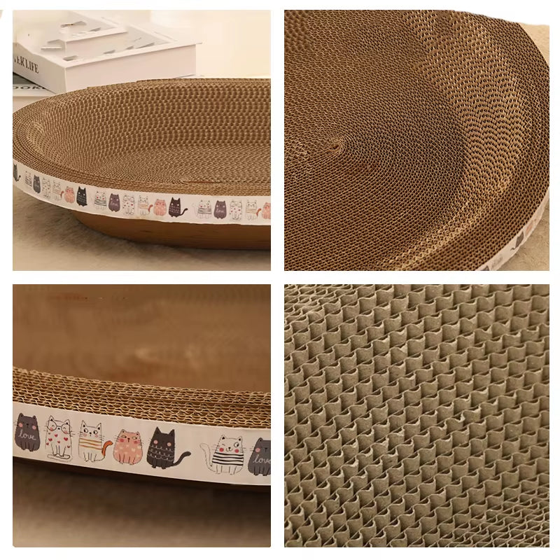Details of the Corrugated Cat Scratcher, Oval, Wear-Resistant Cat Bed 