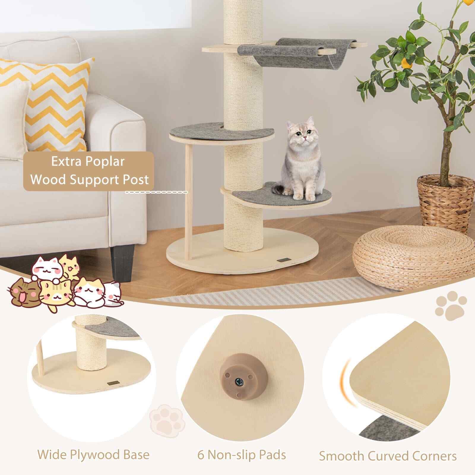 COSTWAY Indoor Cat Tree 120 CM Multi-Layer Cat Tower with Hammock SVE10172GRPV