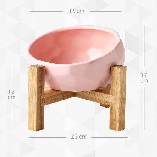 Dimensions Large Pink Diamond Shaped Design High-Foot Cat Bowl