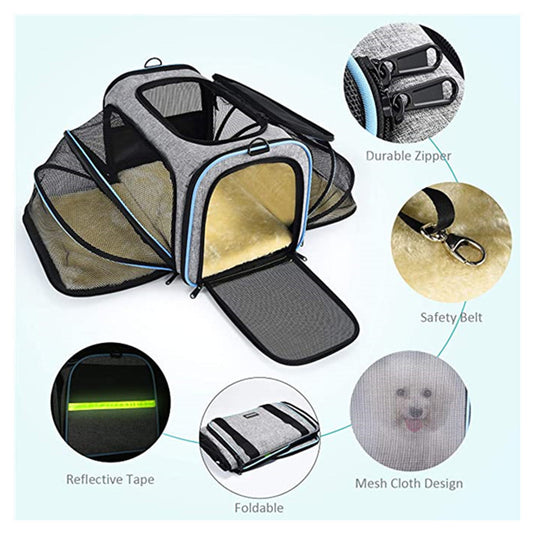 Explanation of product details of the Expandable Airline Approved Cat Carrier 