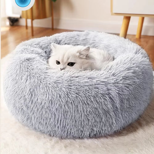 Grey Super Warm Cat Bed Sleeping Nest Soft Long Plush Bed for Dogs Basket Cushion Cat Mat