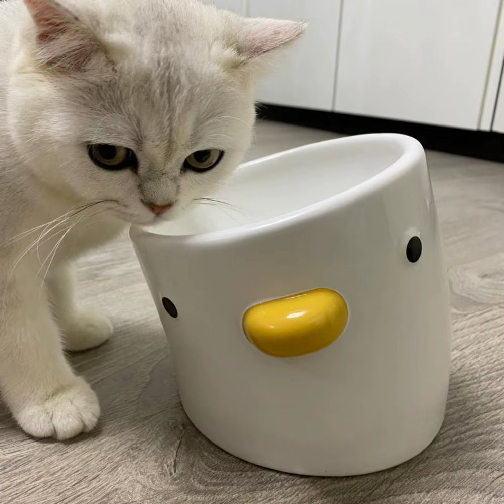 Cute Chick Design Ceramic Pet Cat Small Dog Food Bowl 200g