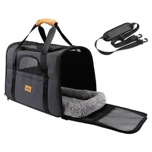 Airline approved pet carrier in Black, Blue or Grey