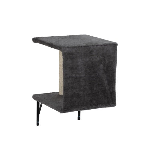 Grey Cat Apartment Multi-Level Cat Wall Furniture With Scratch Board Wall Mounted Cat Tree 