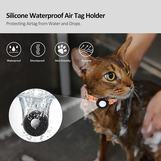 Silicone Air Tag Holder Reflective Cat Collar with Air Tag Holder & Bell