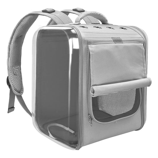 Grey Pet Cat Carrier Backpack Breathable Cat Travel Outdoor Shoulder Bag Pet Supplies