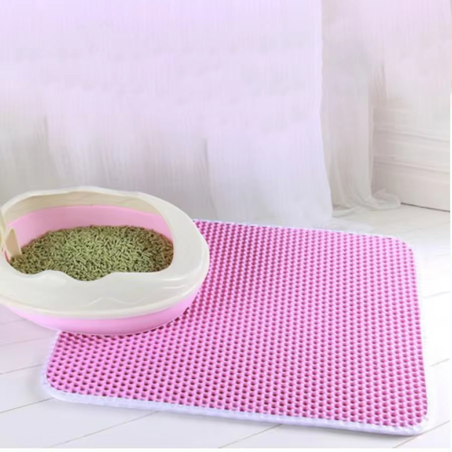 Pink Honeycomb mesh layered Cat Litter Mat, Water, Urine & Skid Proof
