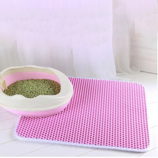 Pink Honeycomb mesh layered Cat Litter Mat, Water, Urine & Skid Proof