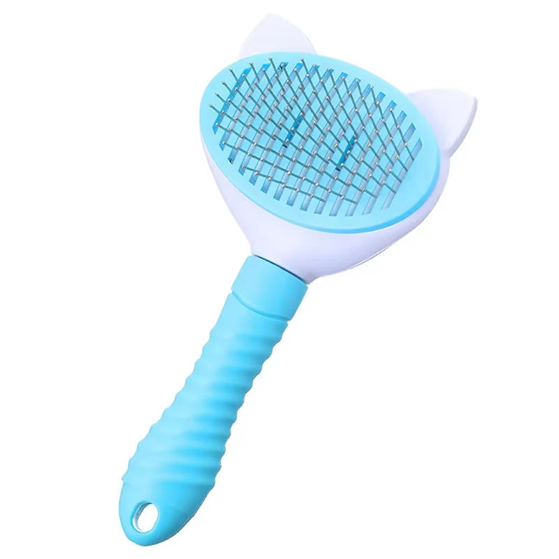 Blue Wide Bristle Professional-Grade Pet Grooming Brush
