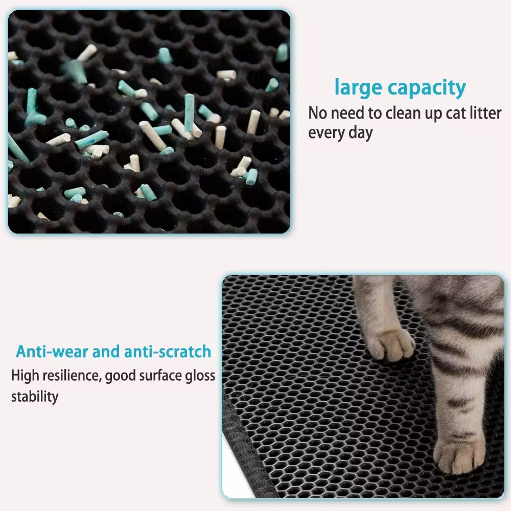 Waterproof Urine Proof Kitty Litter Mat Honeycomb Double Layer Litter Box Mat Skidproof Soft EVA 
