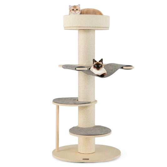 COSTWAY Indoor Cat Tree 120 CM Multi-Layer Cat Tower with Hammock 