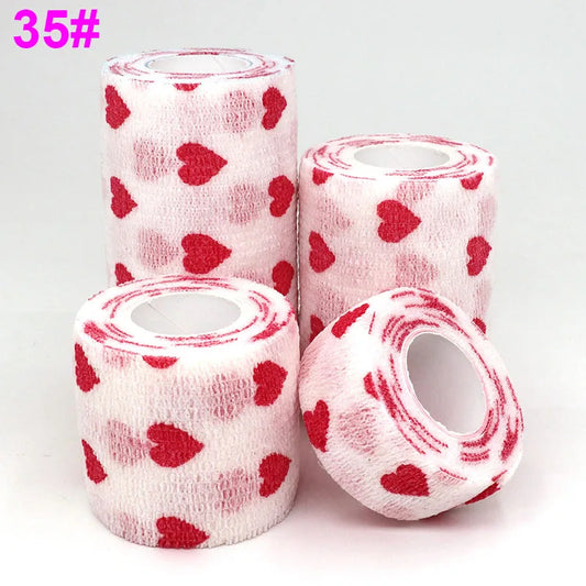 Heart White Self-Adhesive Elastic Bandage 4.8M Colourful Wrap Tape for Pet First Aid Kit