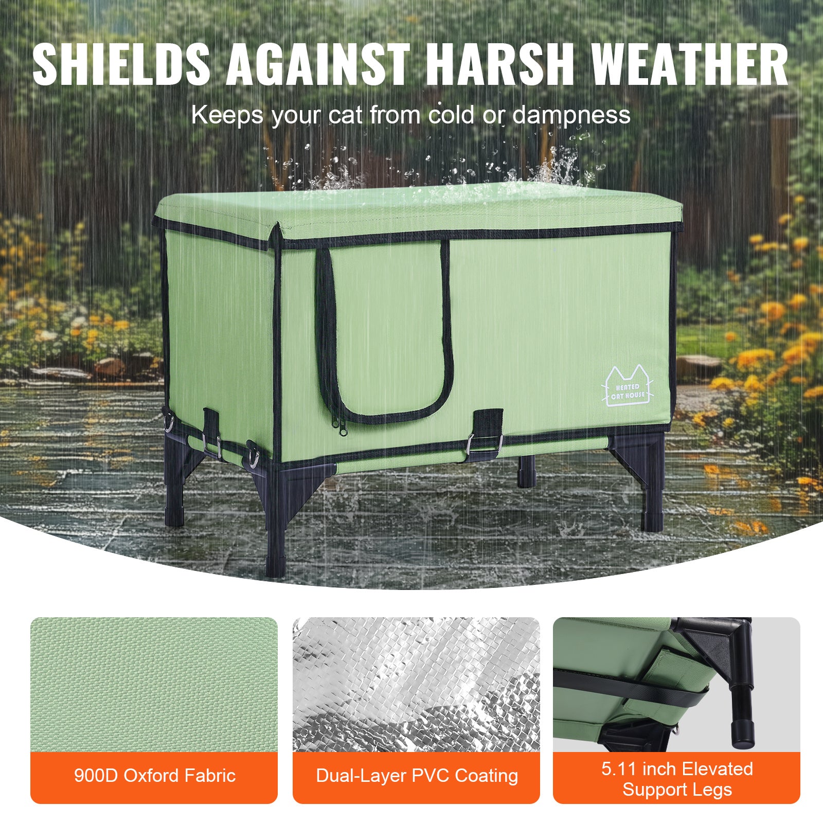 Protection From Bad Weather 9000 Oxford Fabric Shields Elevated Support Legs Dual Layer PVC Coating.