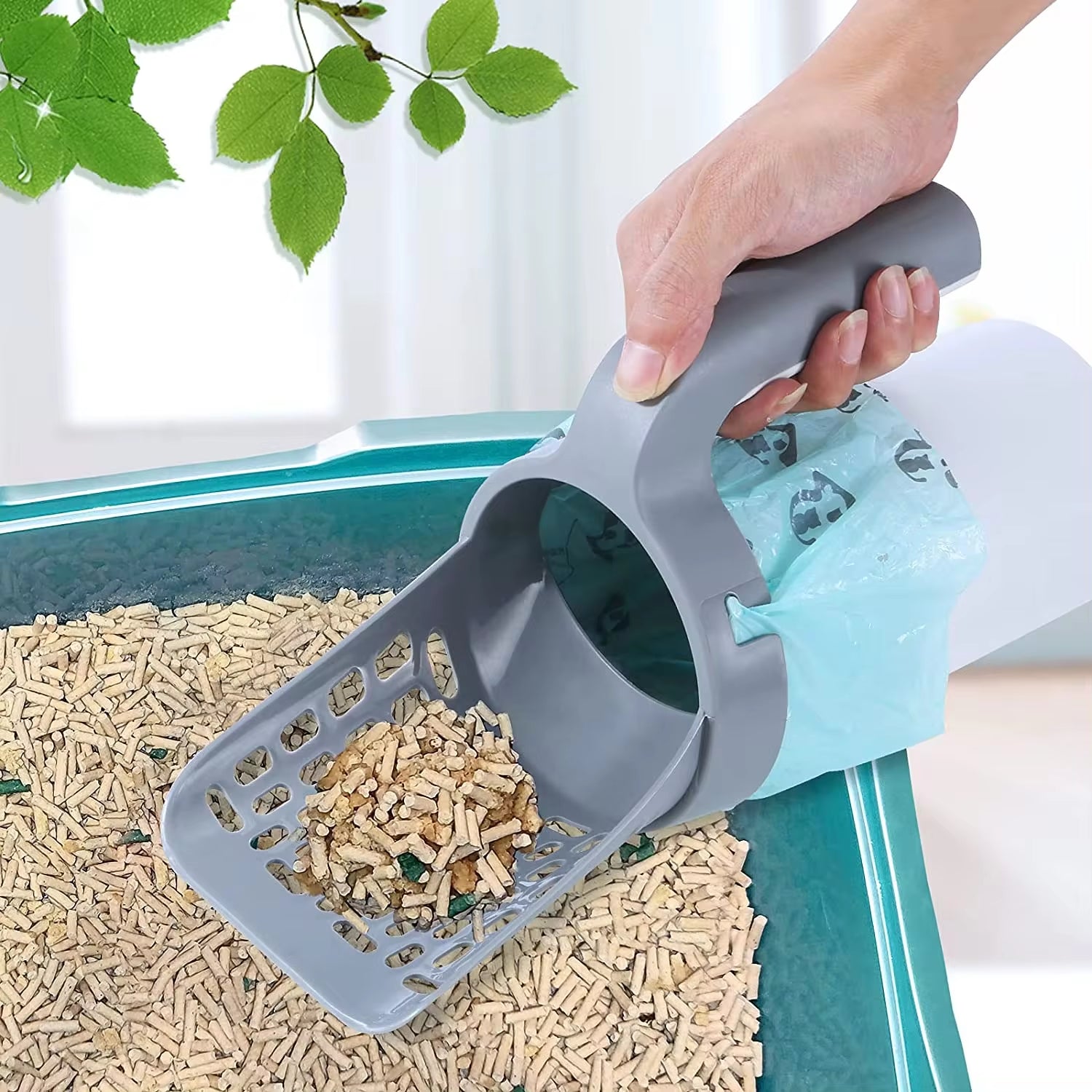 Cat Litter Shovel Scoop with Refill Bag 