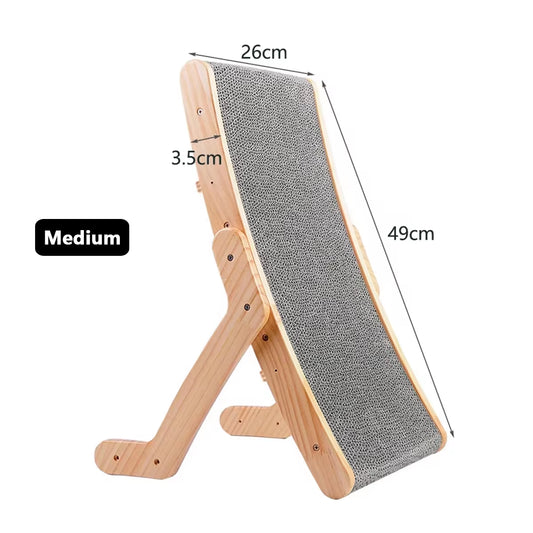 Medium Wooden 3 in 1 Cat Scratcher, Detachable Lounge Bed for Cats in upright position
